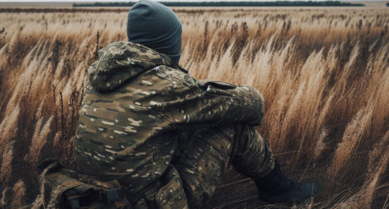 Военный на СВО. Иллюстрация создана «Кавказским узлом» с помощью ИИ в программе Copilot