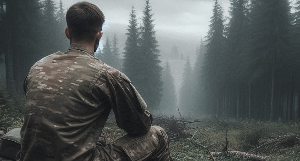 Военный на СВО. Иллюстрация создана «Кавказским узлом» с помощью ИИ в программе Copilot